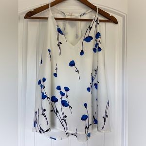 Tyche dressy tank with blue flowers